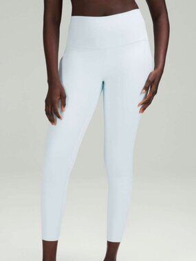 Lululemon Align Leggings High Rise Sz 6 WITH POCKETS 23" Inseam Powder Blue NULU